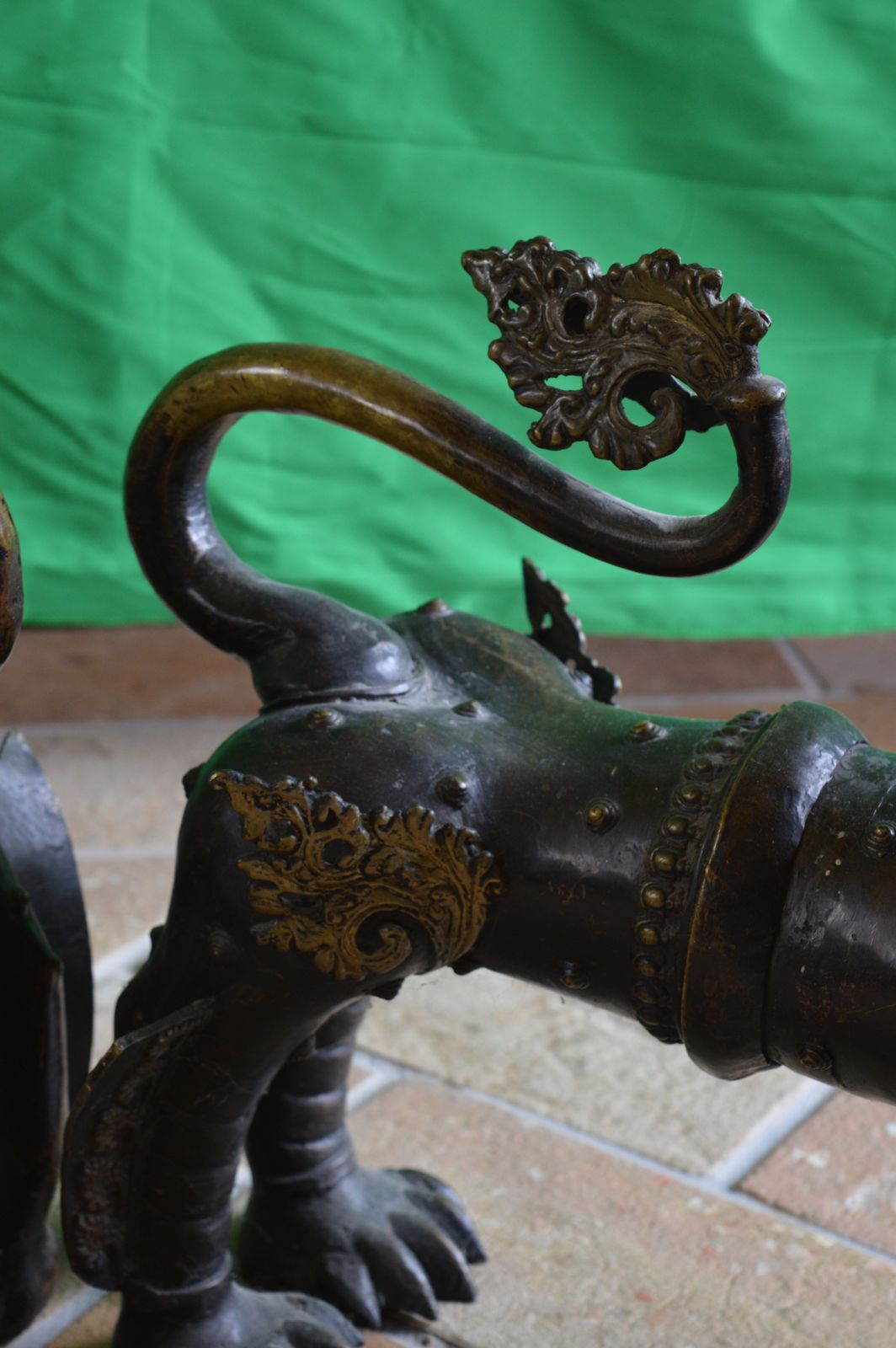 Large Pair (35kgs) 19th Century Tibetan Bronze Temple Lions/Foo Dogs,C1880. photo vintage