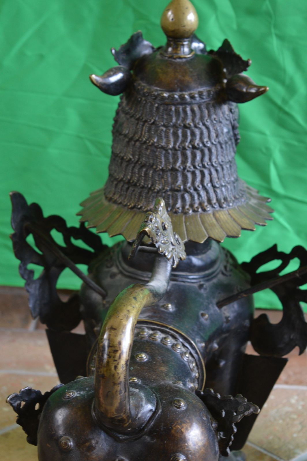 5995.0 Large Pair (35kgs) 19th Century Tibetan Bronze Temple Lions/Foo Dogs,C1880. photo