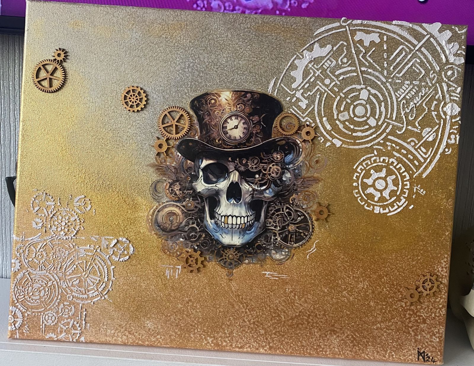 New   Steampunk ‘Gentleman Jack’ Decoupage Acrylic Paint Enhanced Artwork photo Art