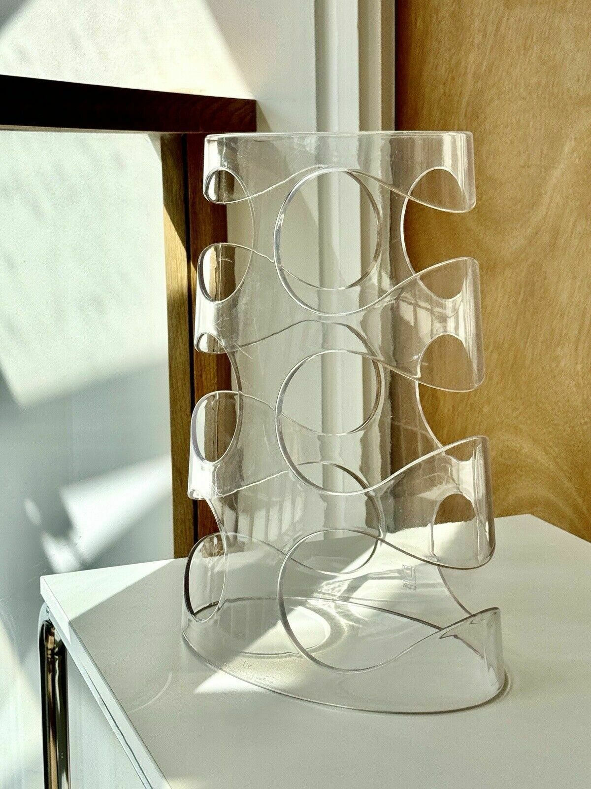 photo for sale Circa 2009 Umbra By Ran Lerner Clear Acrylic "The Grapevine" 6 Bottle Wine Rack