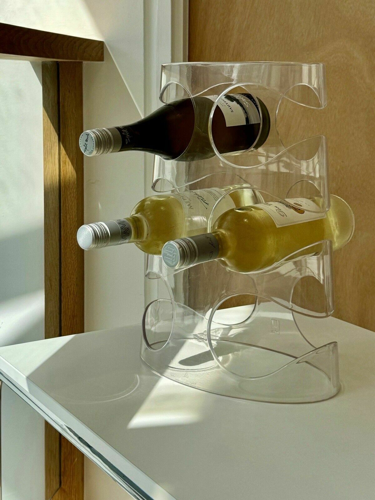 photo buy Circa 2009 Umbra By Ran Lerner Clear Acrylic "The Grapevine" 6 Bottle Wine Rack