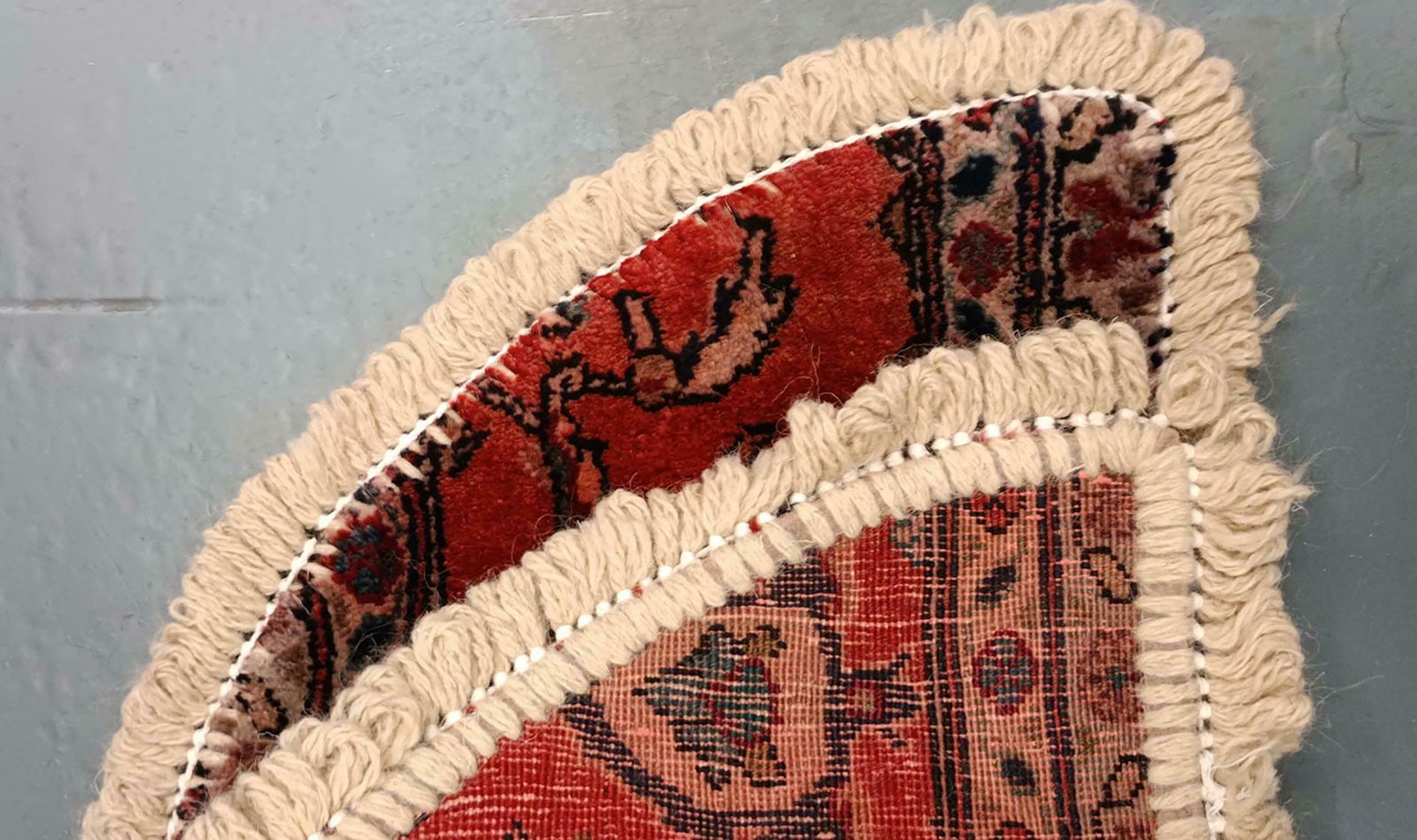 Handmade Rug Doormat Floral Rug Half Circular Interior Carpet Mat Entrance Way photo Textiles