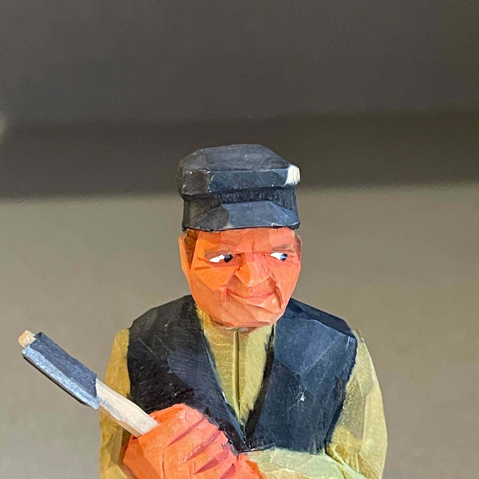 Wooden Carving Human Sculptures Antique Decorative Figurine Of A Rustic Man photo Home Decor