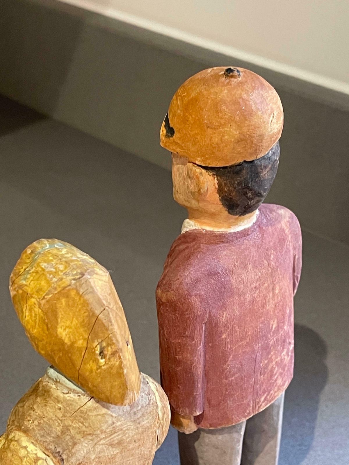 860.0 Carving Wooden Sculptures A Set Of 2 Antique Decorative Figurines Of Man & Woman photo