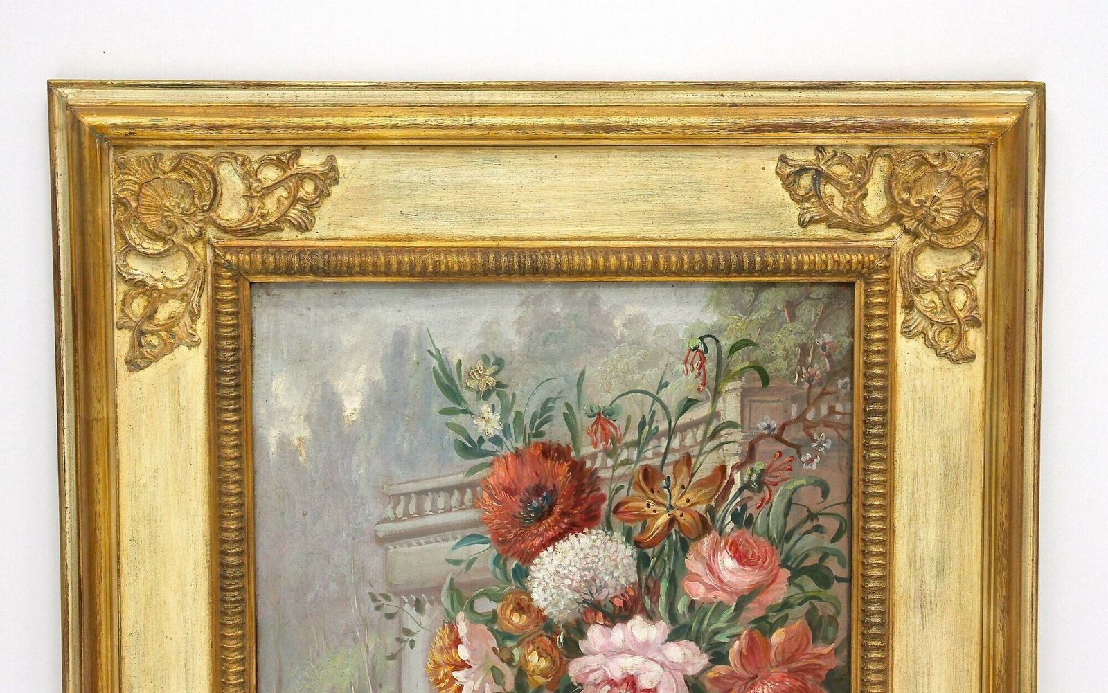 3000.0 Pair Of Floral Still Life Oil Paintings, Signed V. Landi, Framed, It Ca. 1990 photo