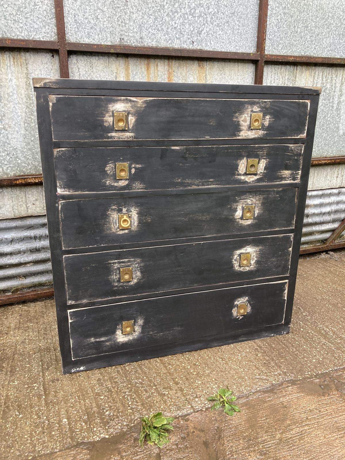 Edwardian Ebonised Campaign Style Chest Of Drawers photo 495.0