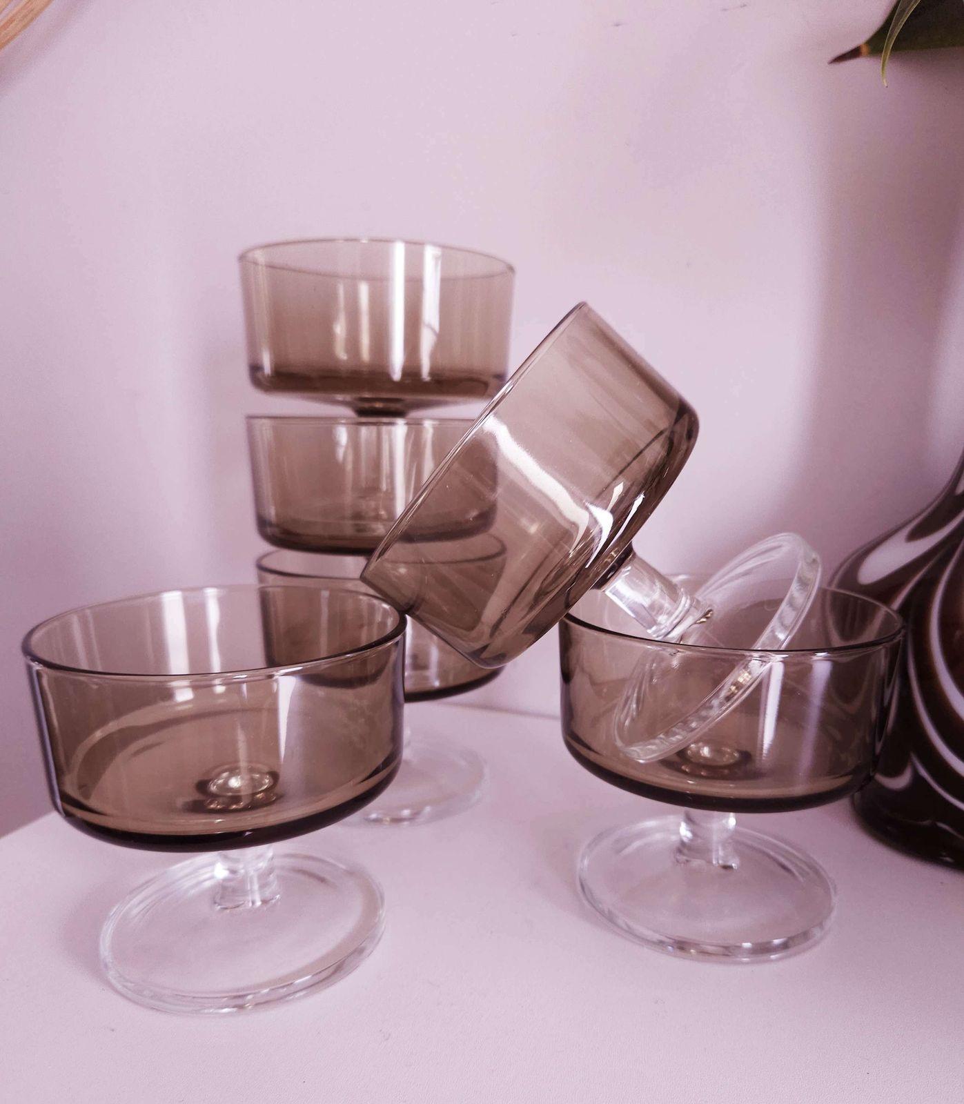 Set Of 6 Mid Century Luminarc Champagne Coupe Glasses Or Sundae Dishes photo furniture