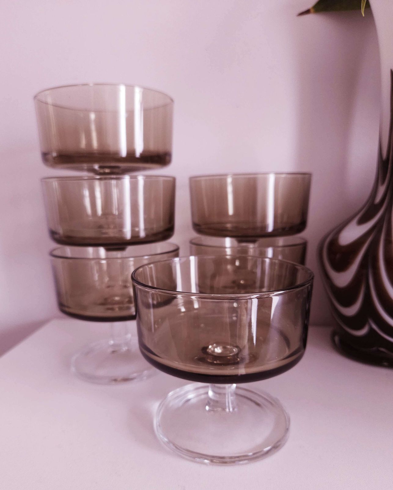 Set Of 6 Mid Century Luminarc Champagne Coupe Glasses Or Sundae Dishes photo 68.0
