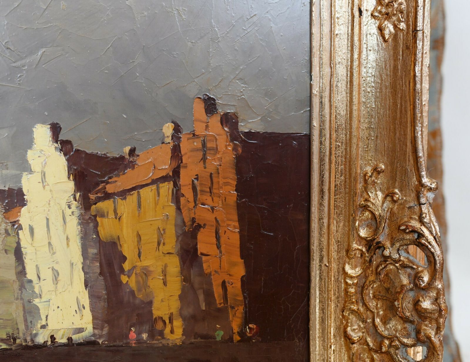 photo for sale German Expressionist Oil Painting Canal Scene After Hein Hoppmann