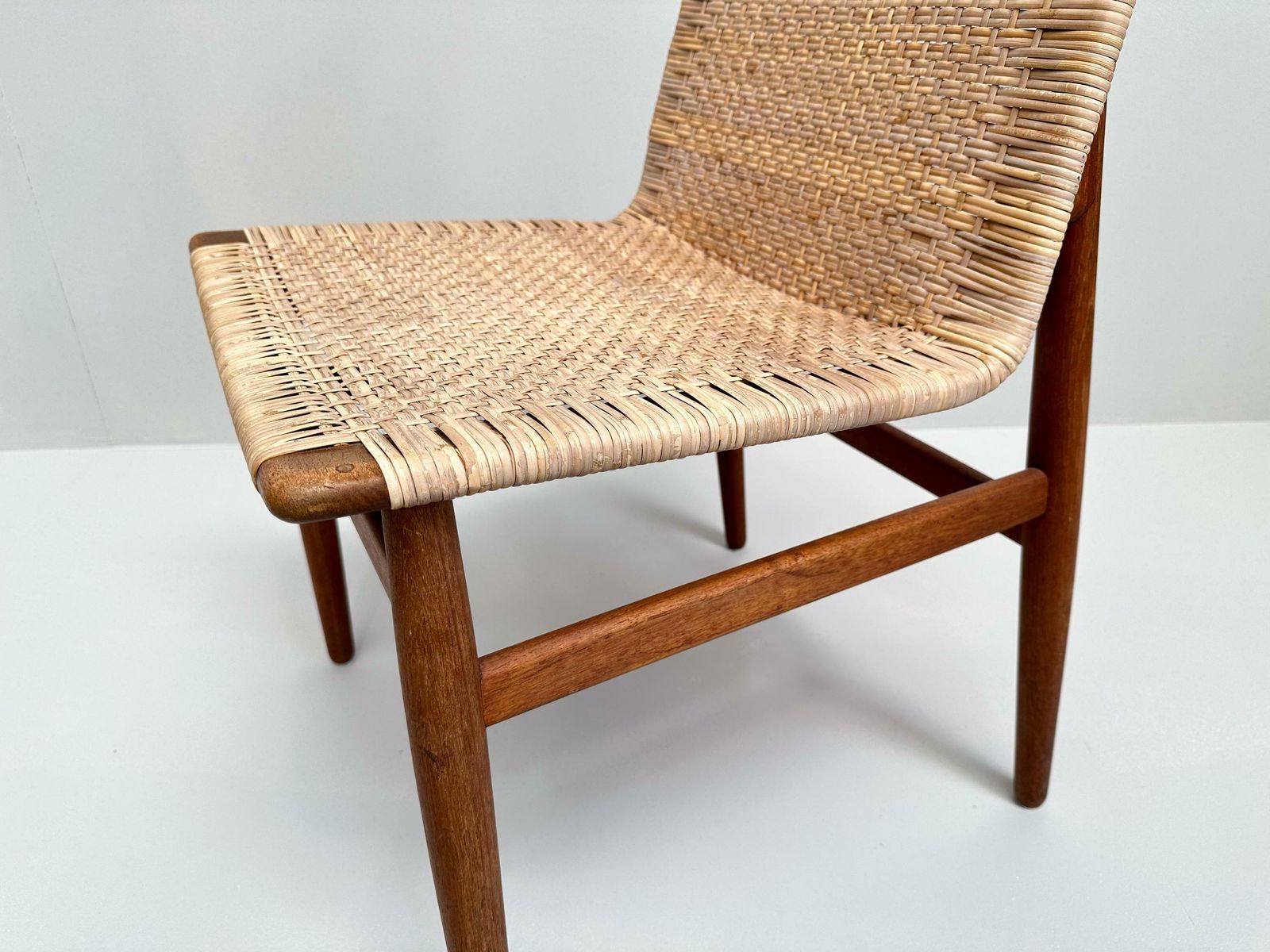 Jørgen Høj Teak And Rattan Chair For Thorald Madsen, Copenhagen Denmark 1950's photo Furniture