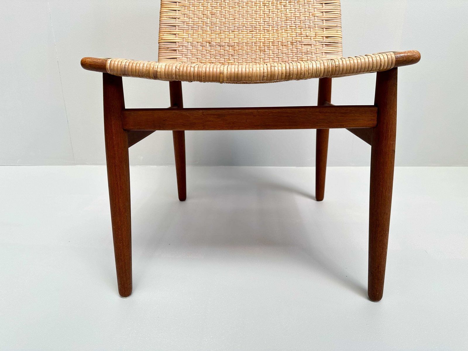 Jørgen Høj Teak And Rattan Chair For Thorald Madsen, Copenhagen Denmark 1950's photo buy