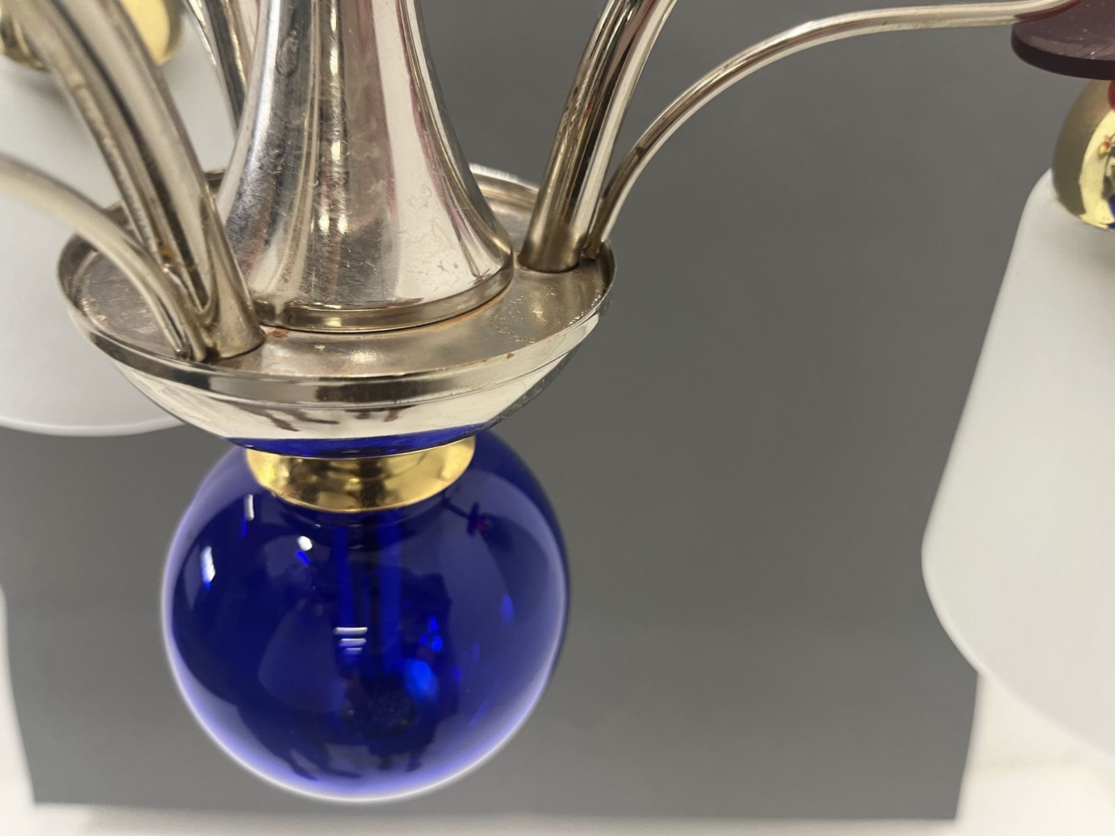 Vintage Pendant Lamp Of Glass And Chrome/Murano Style Lamp photo buy
