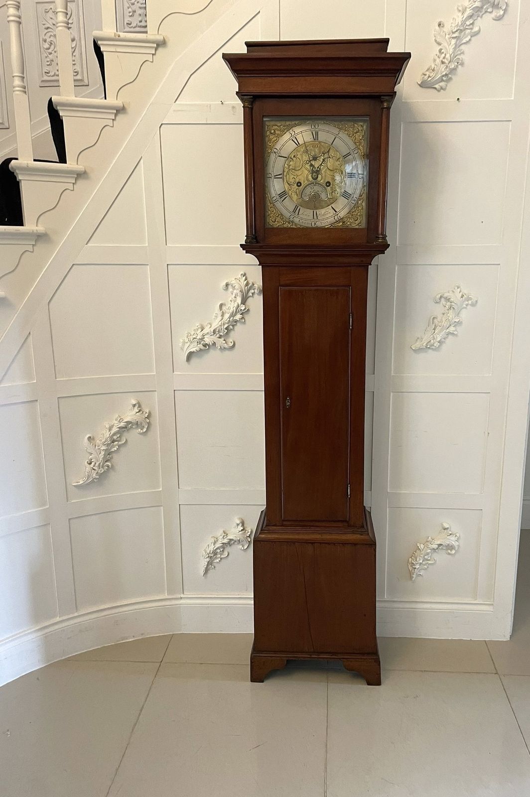 Antique 18th Century Quality Brass Faced 8 Day Longcase Clock By John Pollard Of Crediton