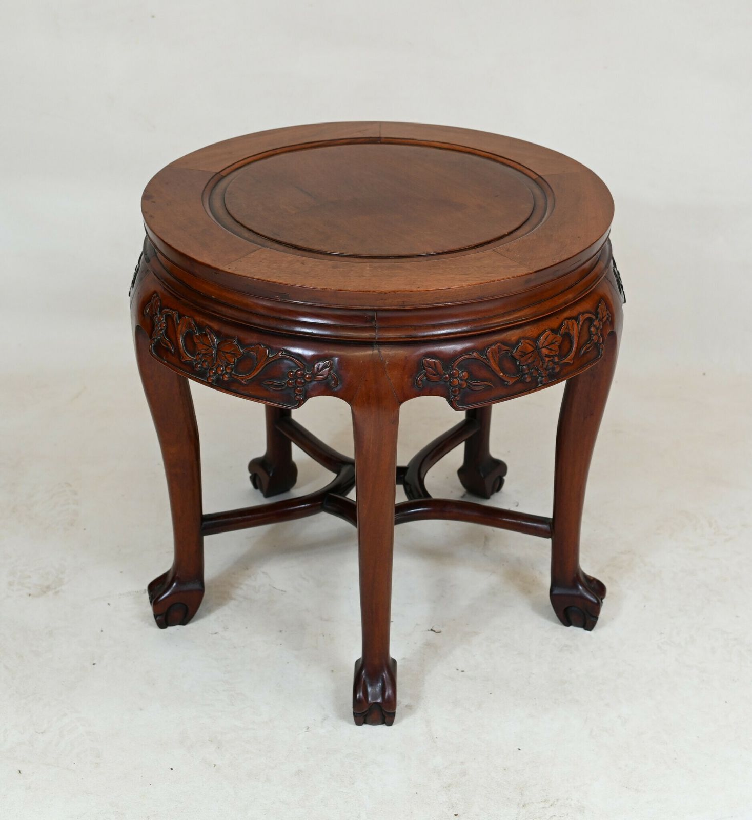 Chinese Hardwood Pedestal Stand Side Table Carved 1860 photo for sale
