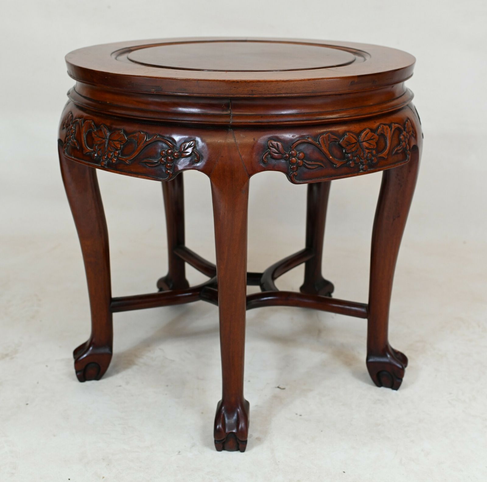 Chinese Hardwood Pedestal Stand Side Table Carved 1860 photo 850.0