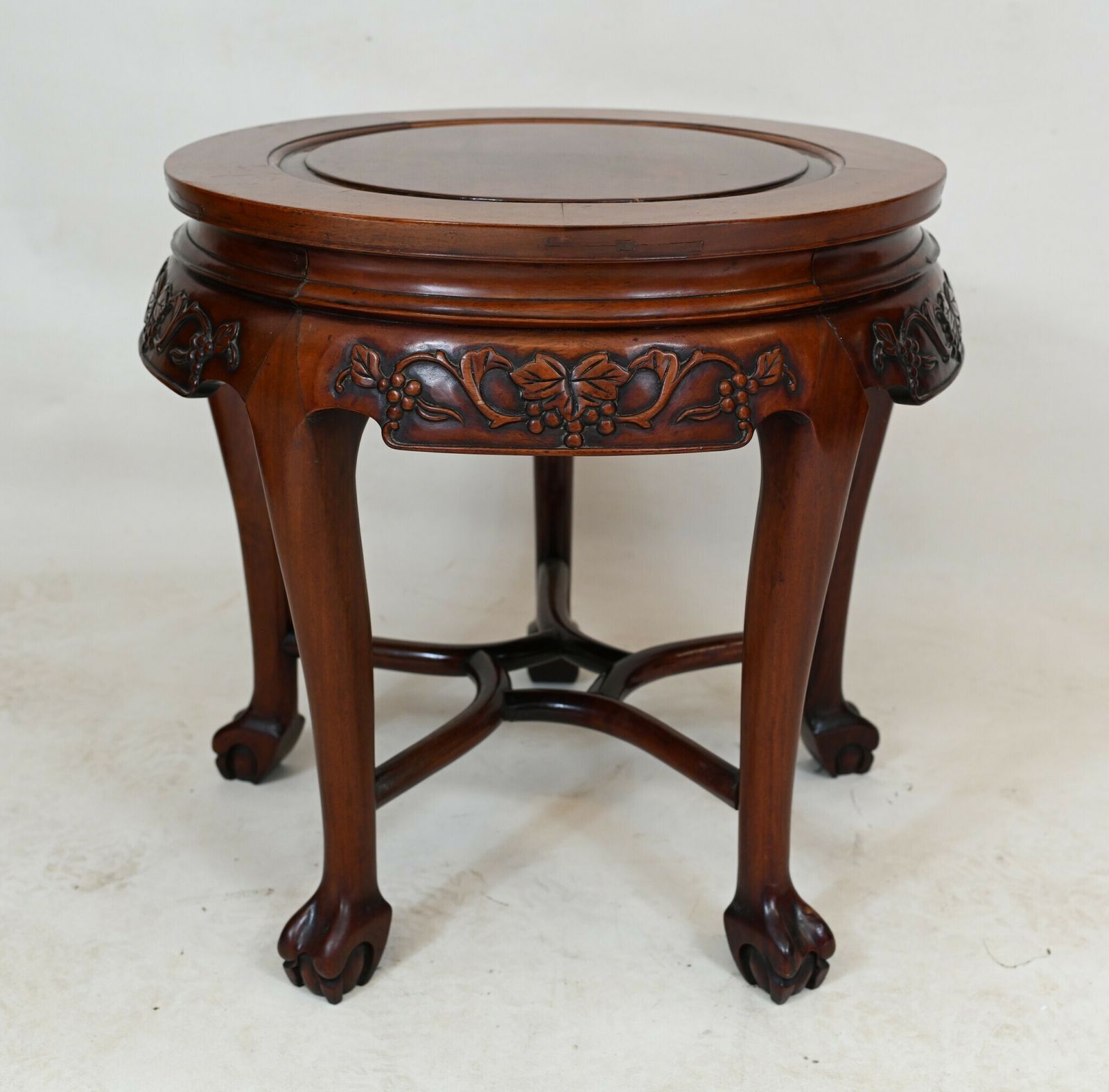 Chinese Hardwood Pedestal Stand Side Table Carved 1860 photo buy