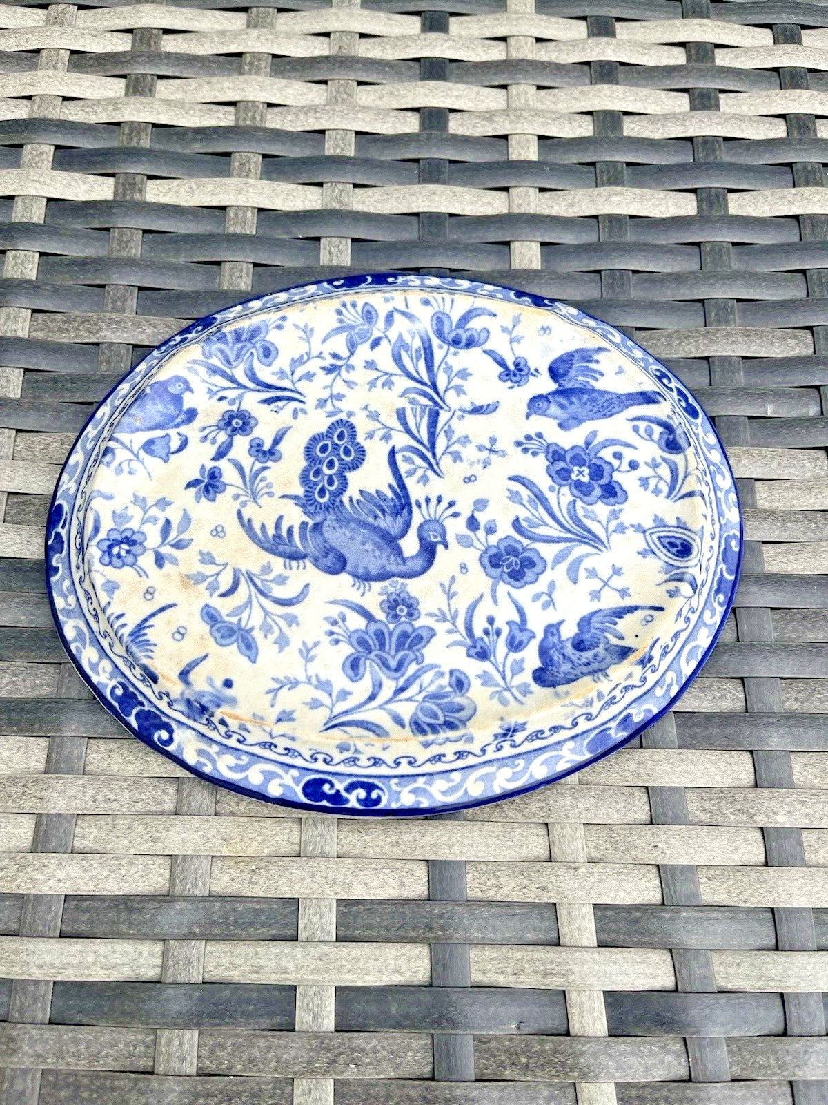Antique Burgess & Leigh Burleigh Ware Regal Peacock Trivet Coffee / Teapot Stand