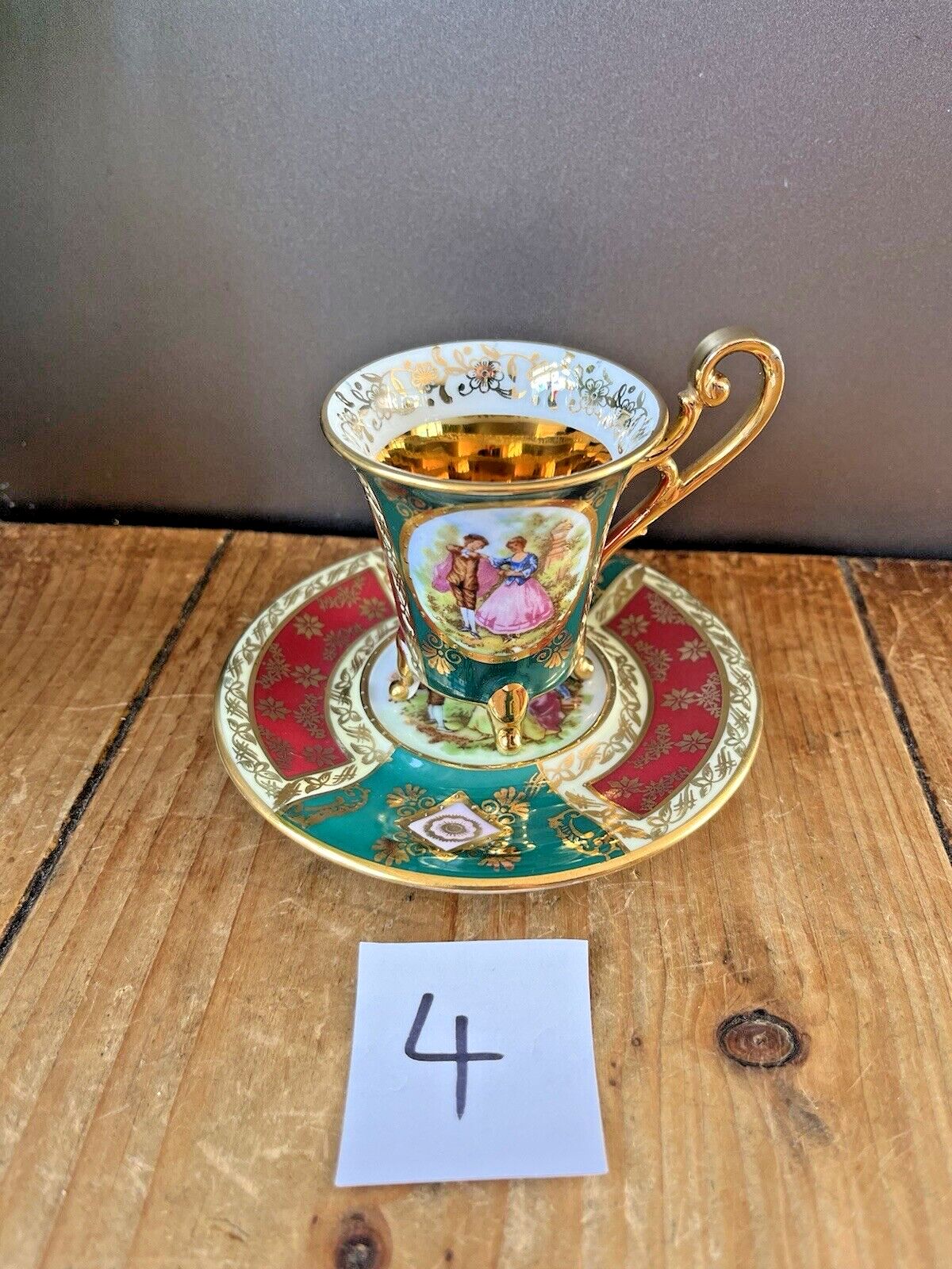 photo buy Vintage L Parbus Old Vienna Fragonard Gilt Cabinet Demitasse Coffee Cup & Saucer