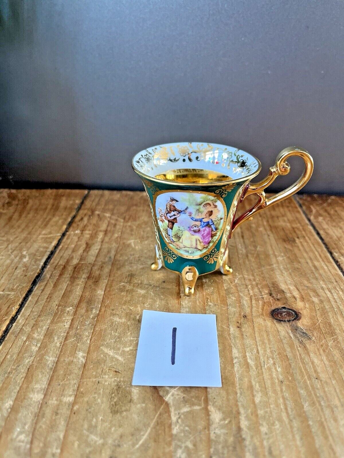 Vintage L Parbus Old Vienna Demitasse Fragonard Gilt Cabinet Coffee Cup & Saucer photo vinterior