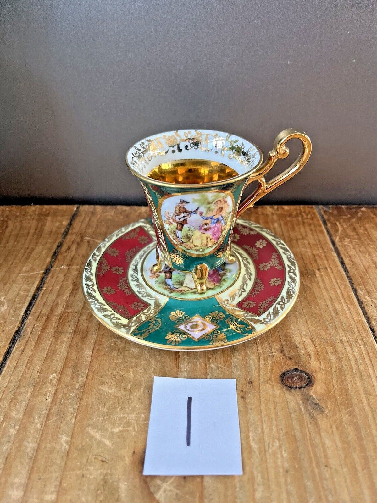 Vintage L Parbus Old Vienna Demitasse Fragonard Gilt Cabinet Coffee Cup & Saucer photo buy