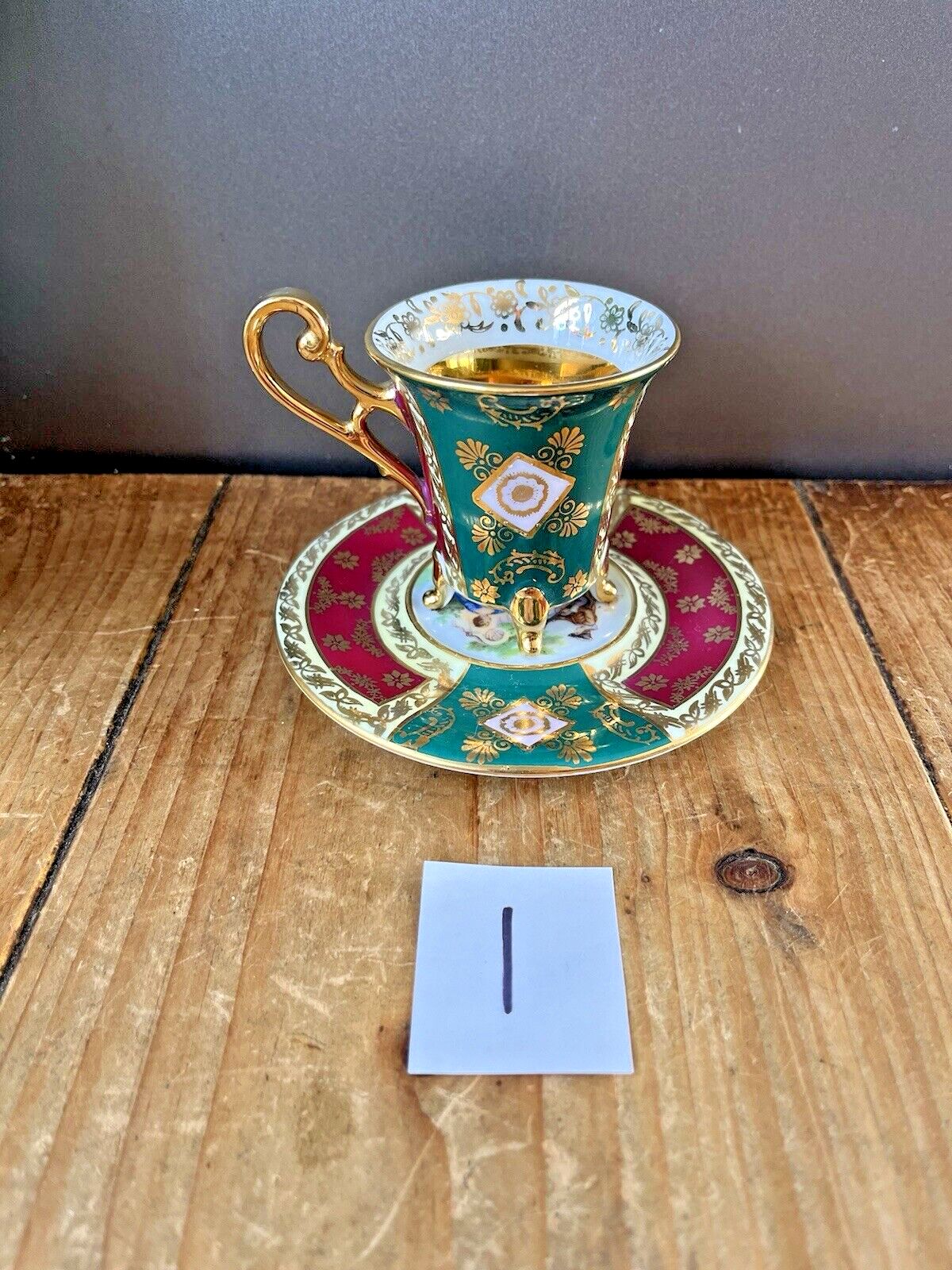 photo furniture Vintage L Parbus Old Vienna Demitasse Fragonard Gilt Cabinet Coffee Cup & Saucer