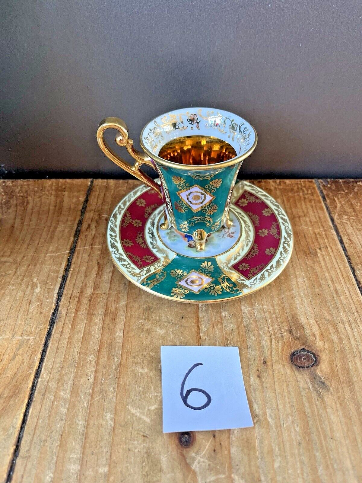 Vintage L Parbus Fragonard Old Vienna Gilt Demitasse Coffee Cup & Saucer photo buy