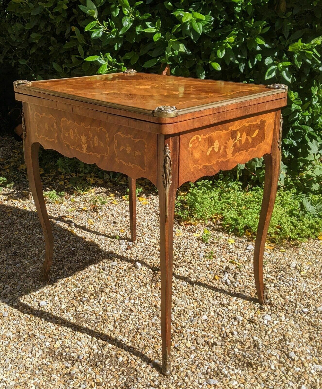 Antique French Walnut Parquetry Card Table 19th Century Backgammon photo buy
