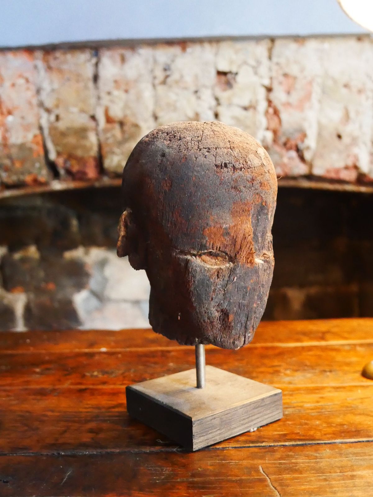 Late Period / Ptolemaic Era Carved Wooden Head Of A Minor Deity (Harpocrates?) photo for sale