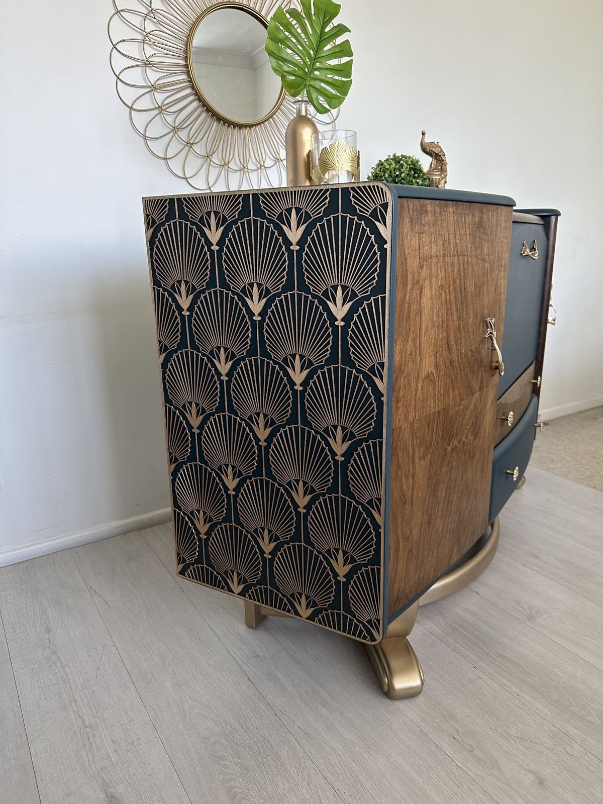 Navy And Gold Beautility Cocktail Cabinet, 1950s photo Furniture