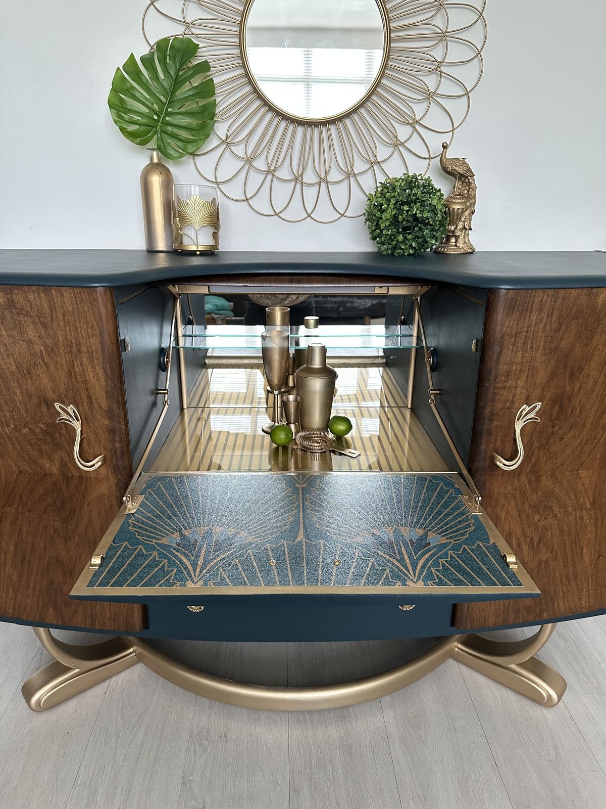Navy And Gold Beautility Cocktail Cabinet, 1950s photo buy