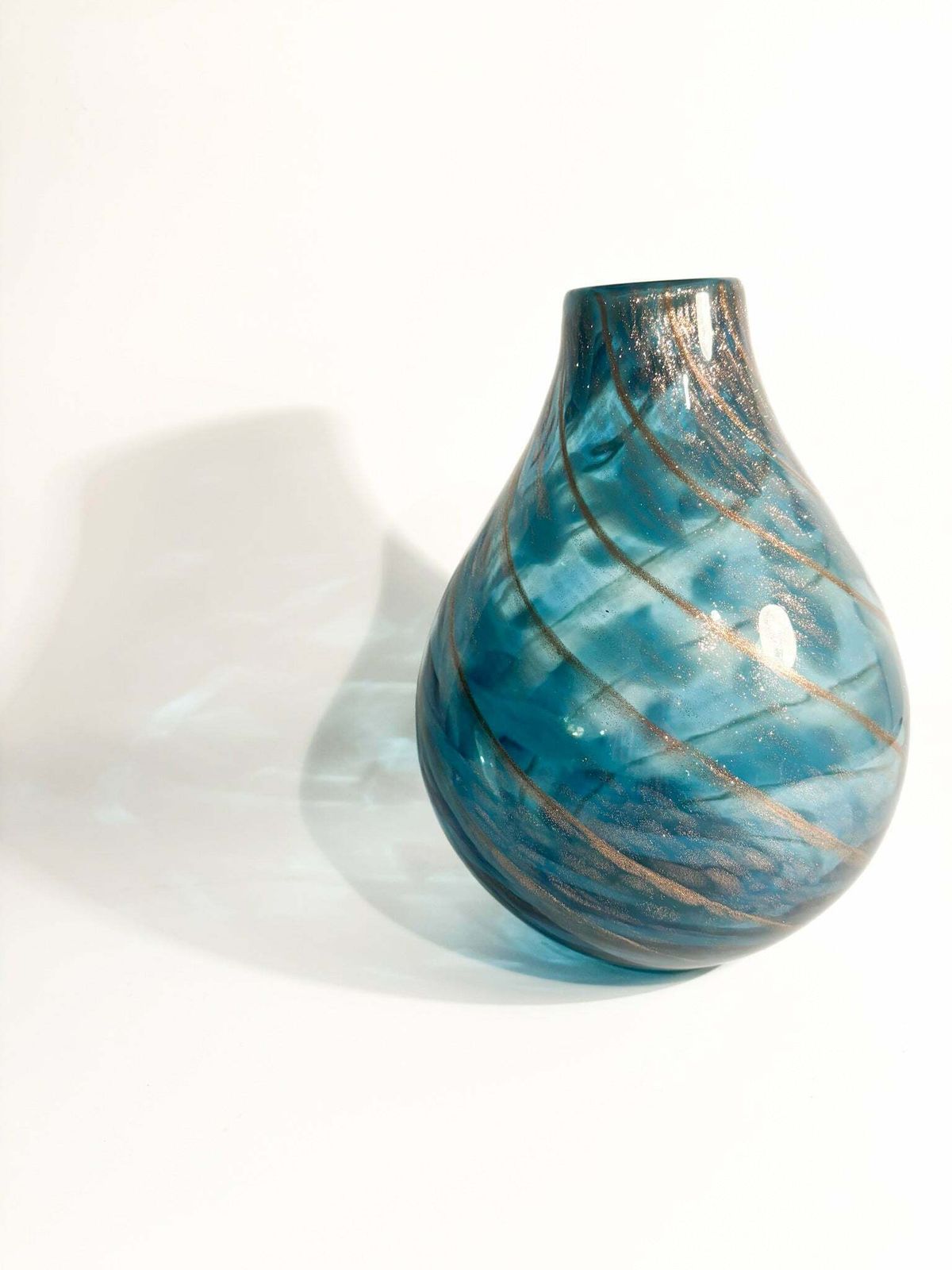 Murano Glass Vase With Aventurine By Fratelli Toso, 1950s photo for sale
