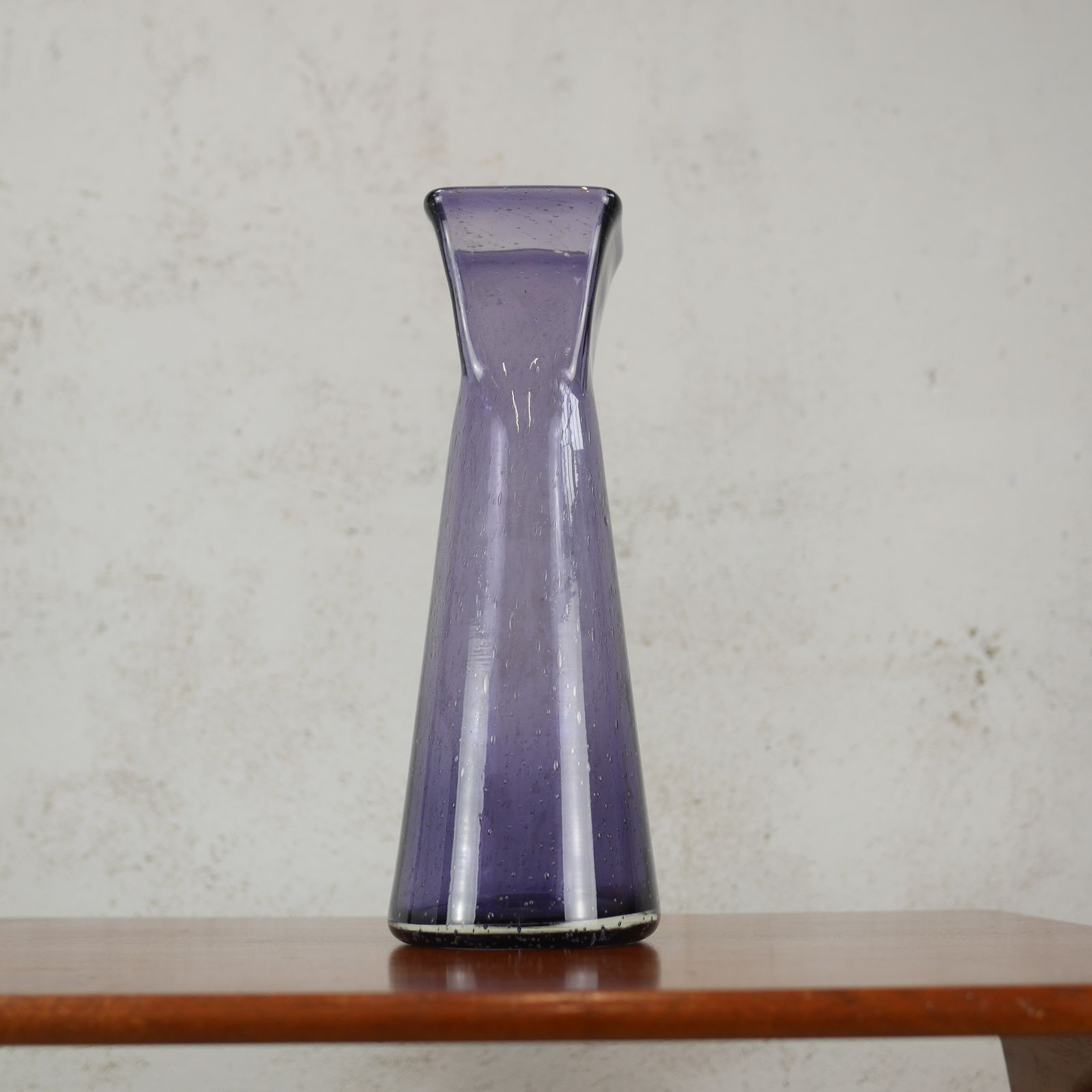 Tall Mid Century Controlled Bubble Purple Art Glass Vase photo Home Decor