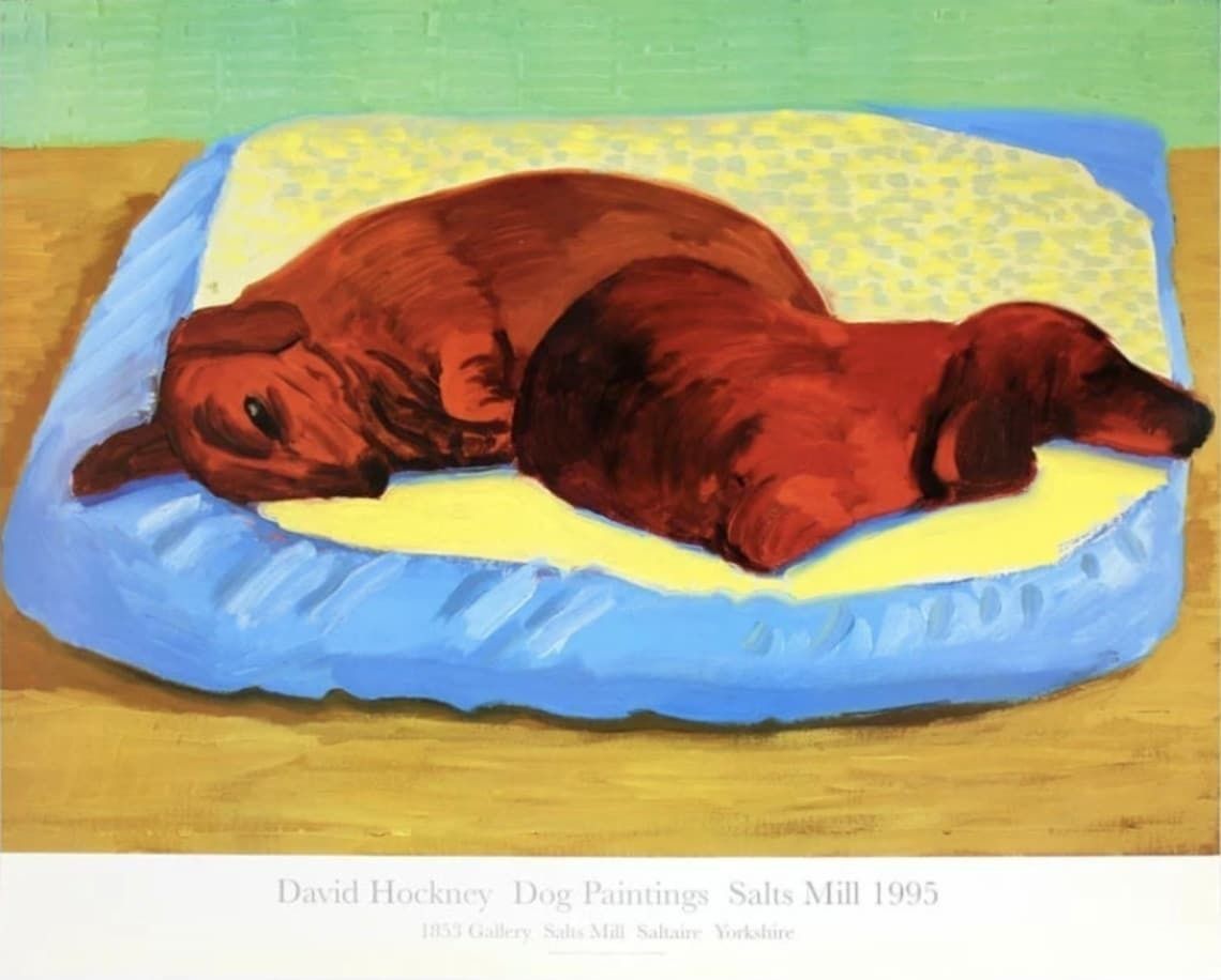Vintage David Hockney Poster   Stunning Original Print From 1994   Dachsund, Stanley, Boodge