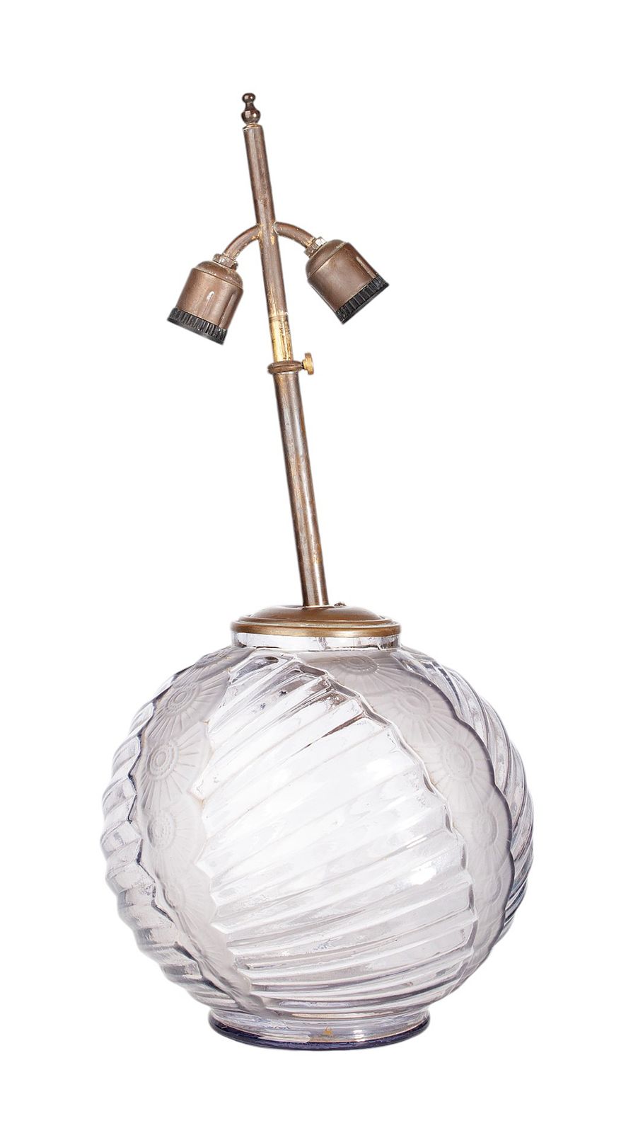 1920s Art Déco Spherical Glass Table Lamp By The Sculptor Henri Dieupart For Simonet Frères, France