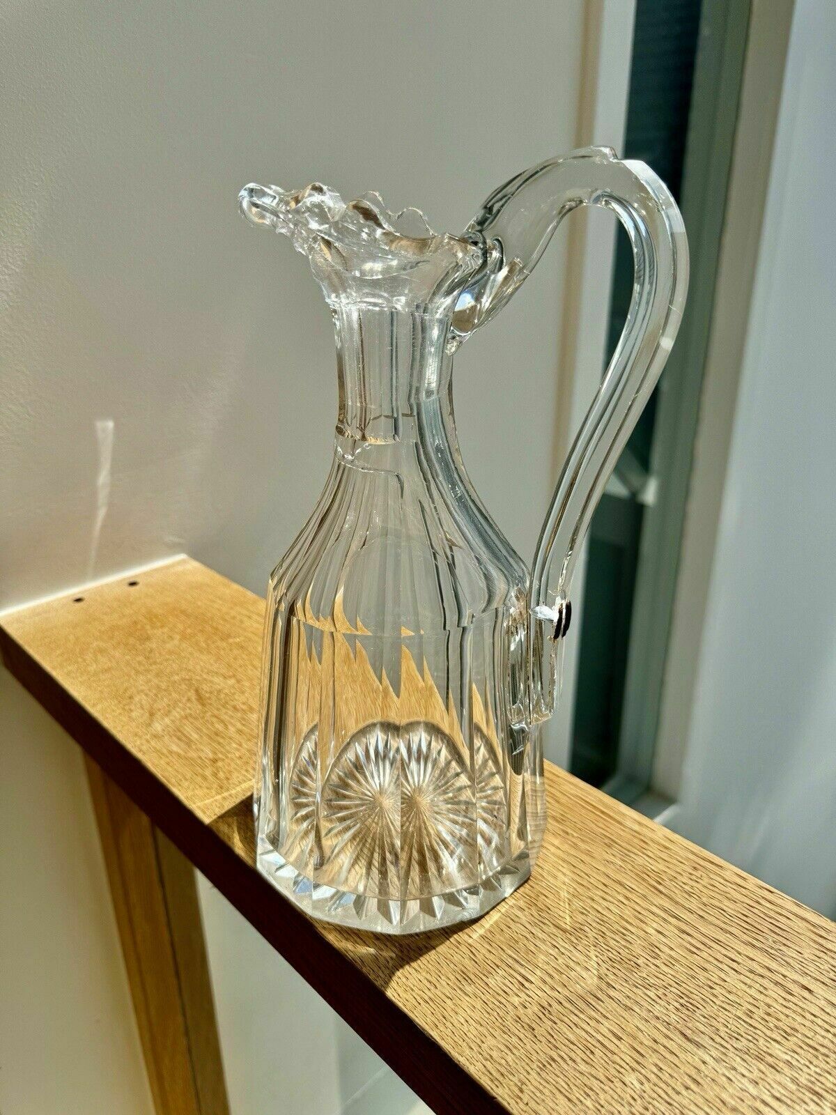 photo furniture Large Georgian Cut Glass Claret Jug, Swan Neck Handle With Historic Repair