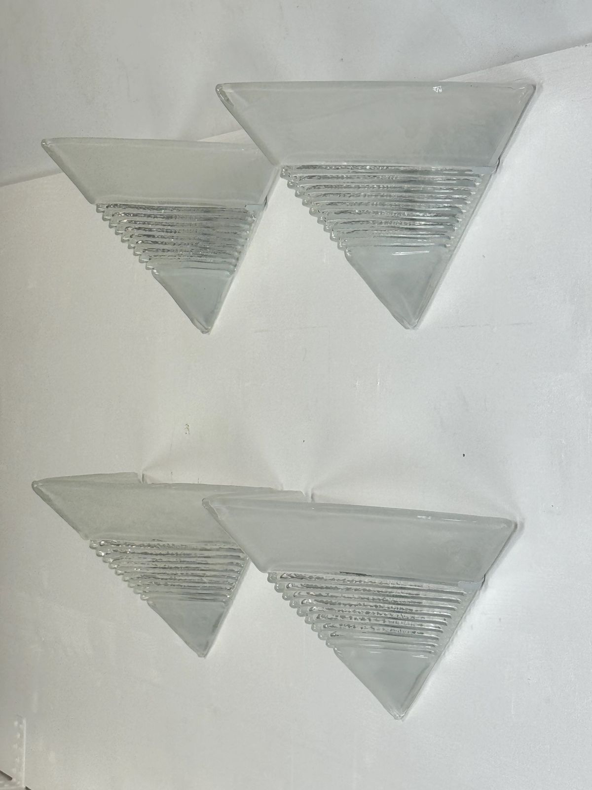 Postmodern Set Of Four Large Thick Murano Glass Sconces By Mazzega. Italy 1980s photo for sale