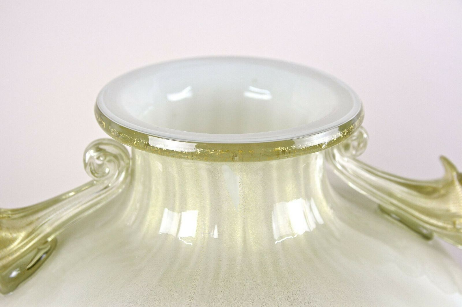 photo vinterior Large Murano Glass Amphora Vase By Gabbiani Venezia, Gold Infused, Italy 2000