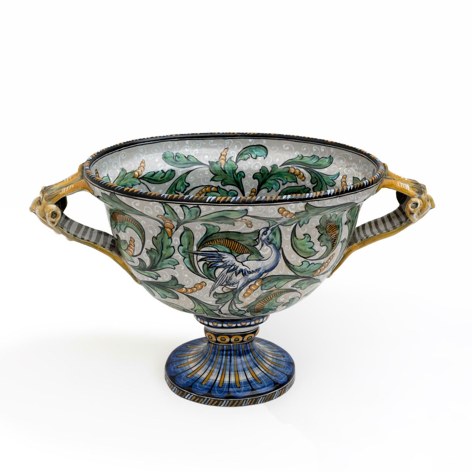 Manufactory "Maiolica Artistica Pesarese "Map" Two Handled Vase 1920s Italy. photo furniture