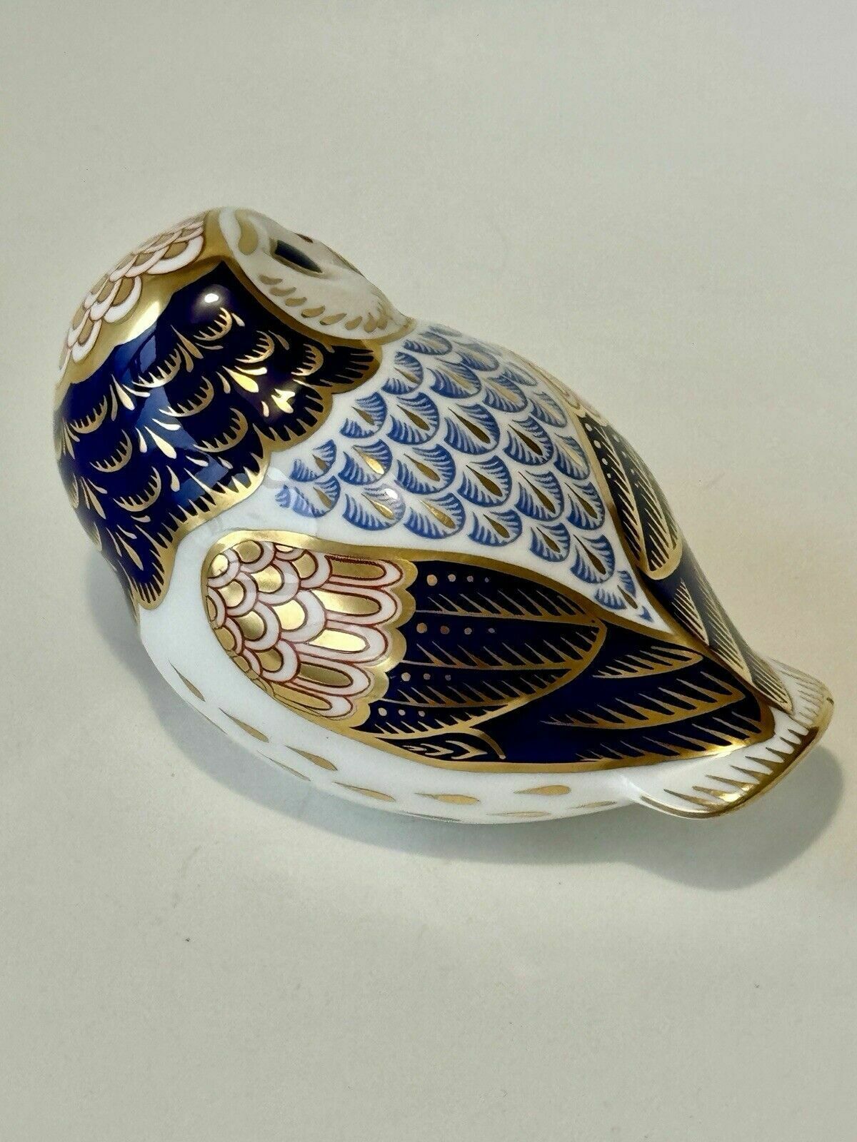 Royal Crown Derby Imari Owl Paperweight With Silver Stopper 1989 photo vinterior
