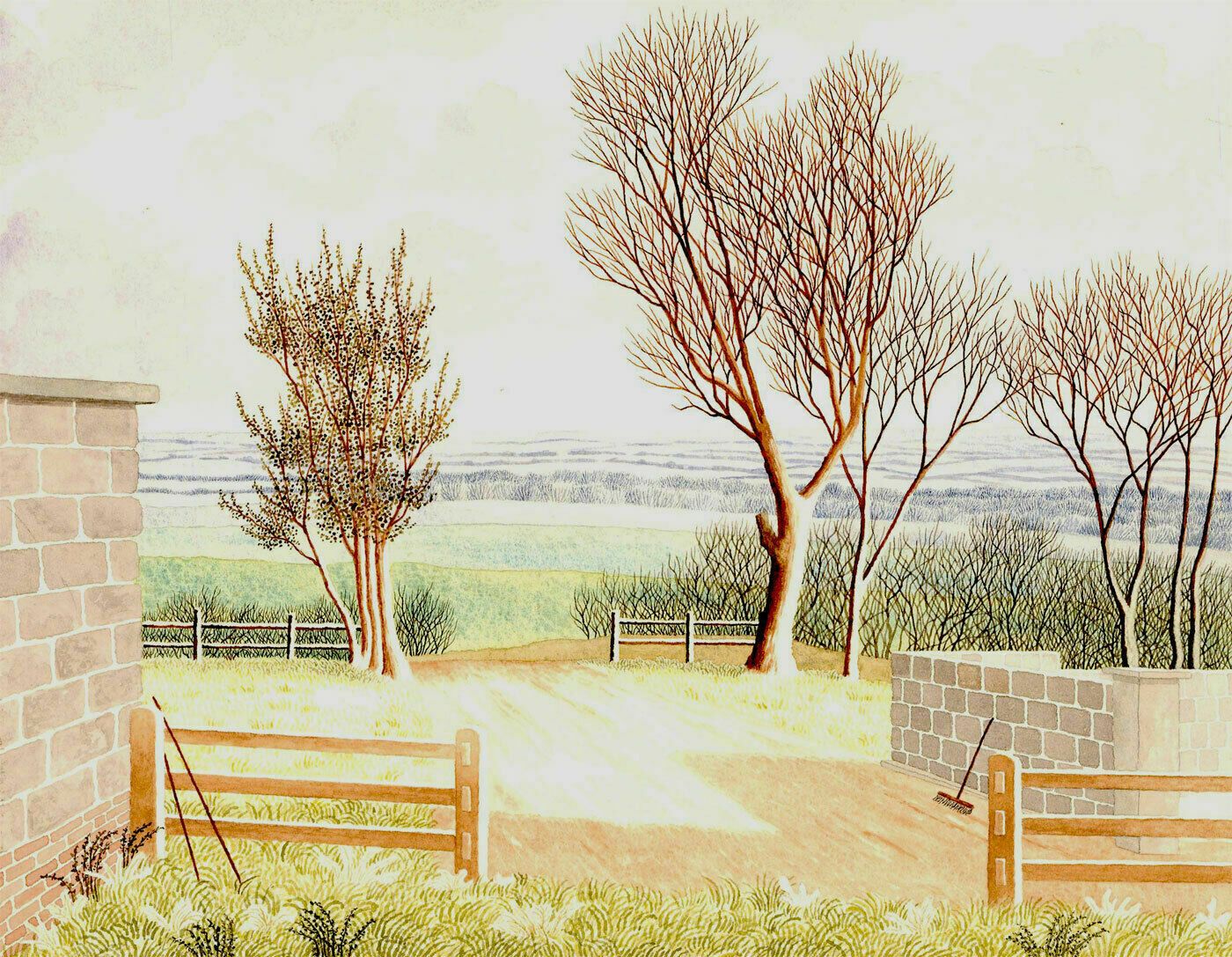 Ronald A. Broad   1988 Watercolour, Landscape From Alexander Farm