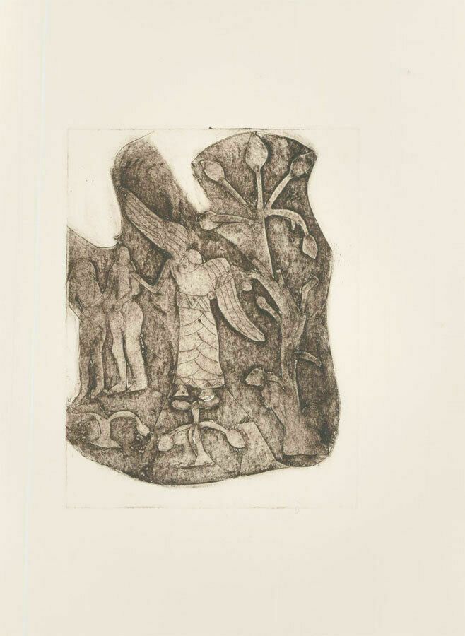 Patricia Johnstone (1944 2023)   Contemporary Etching, Garden Of Eden photo furniture