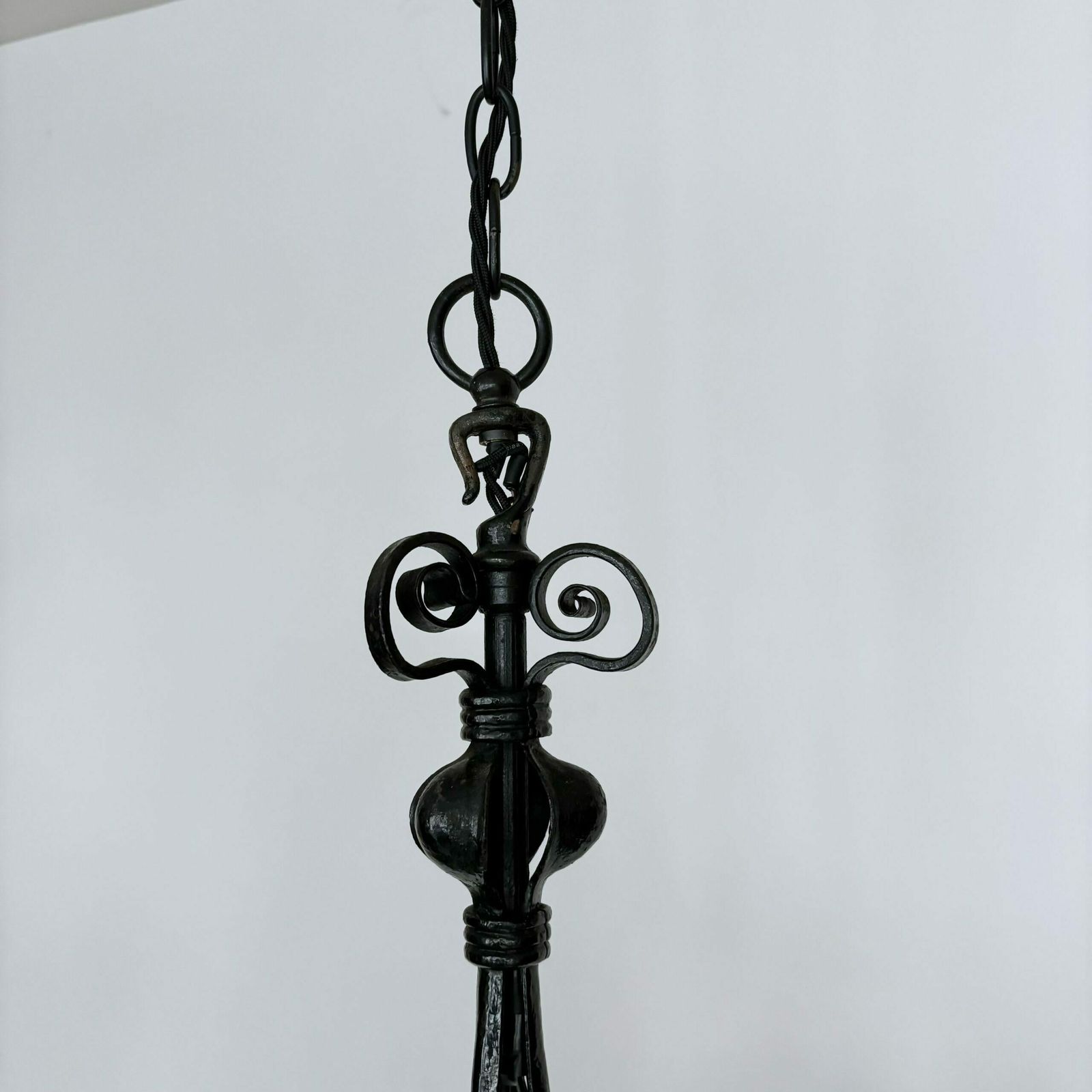 Ornate French Black Wrought Iron Chandelier photo 295.0