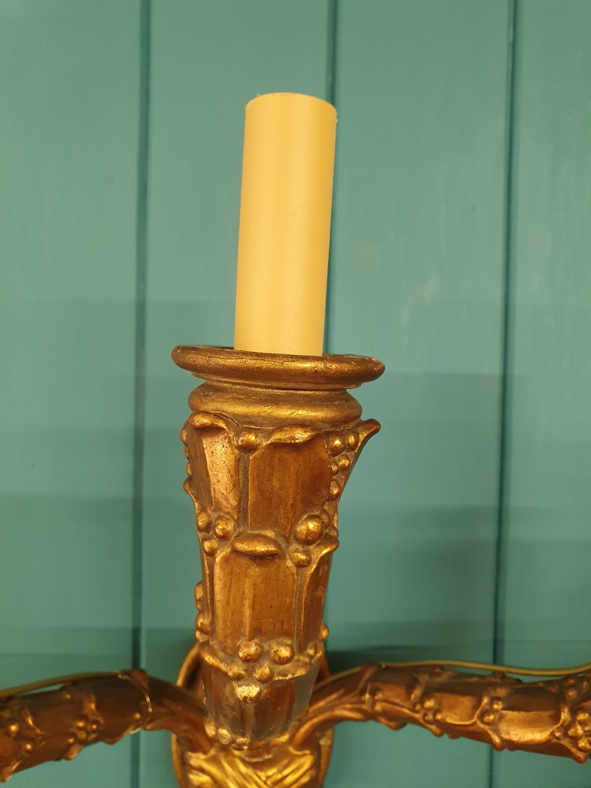Pair Of Three Arm Gilt French Wall Lights photo for sale