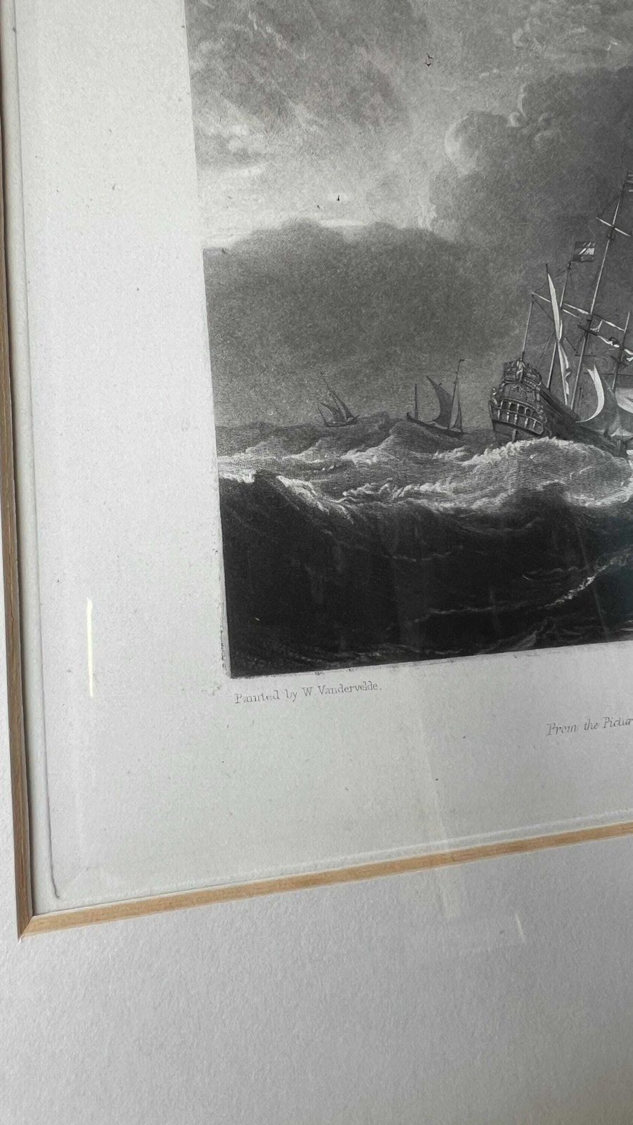 A Gale 1825 Nautical Engraving By Thomas Lupton After Willem Van De Velde Painting photo Art