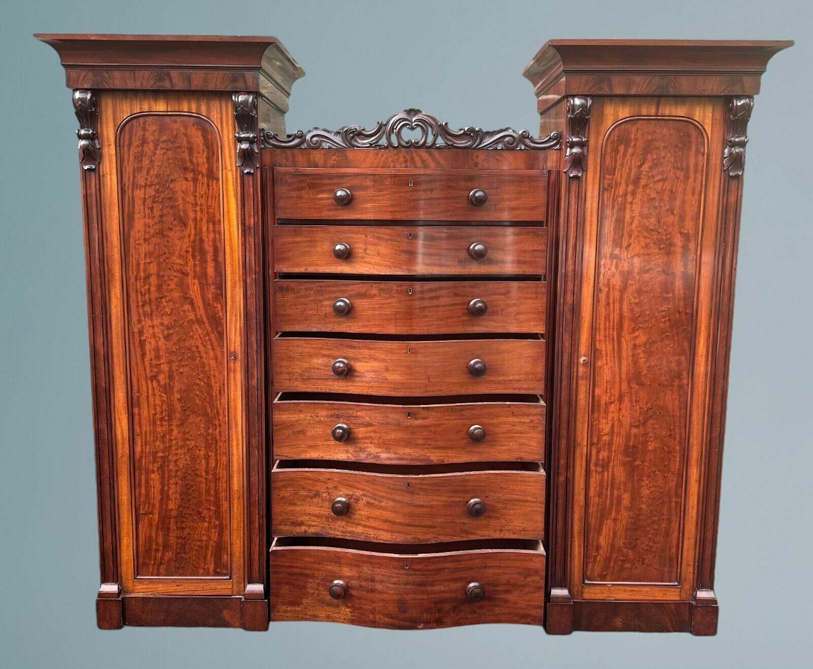 A Good Large Figured Mahogany Compactum Wardrobe photo for sale