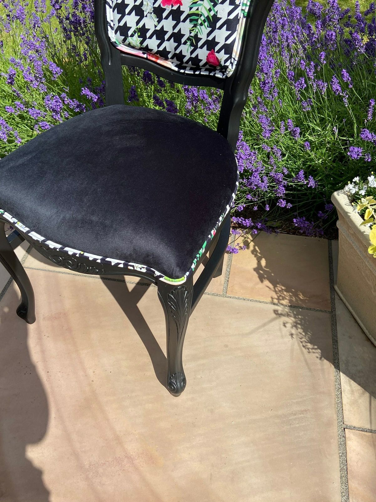 Floral Bespoke Statement Luxury Velvet Chair, Accent Side French Style Chair, Upholstered Refurbished Chair photo buy