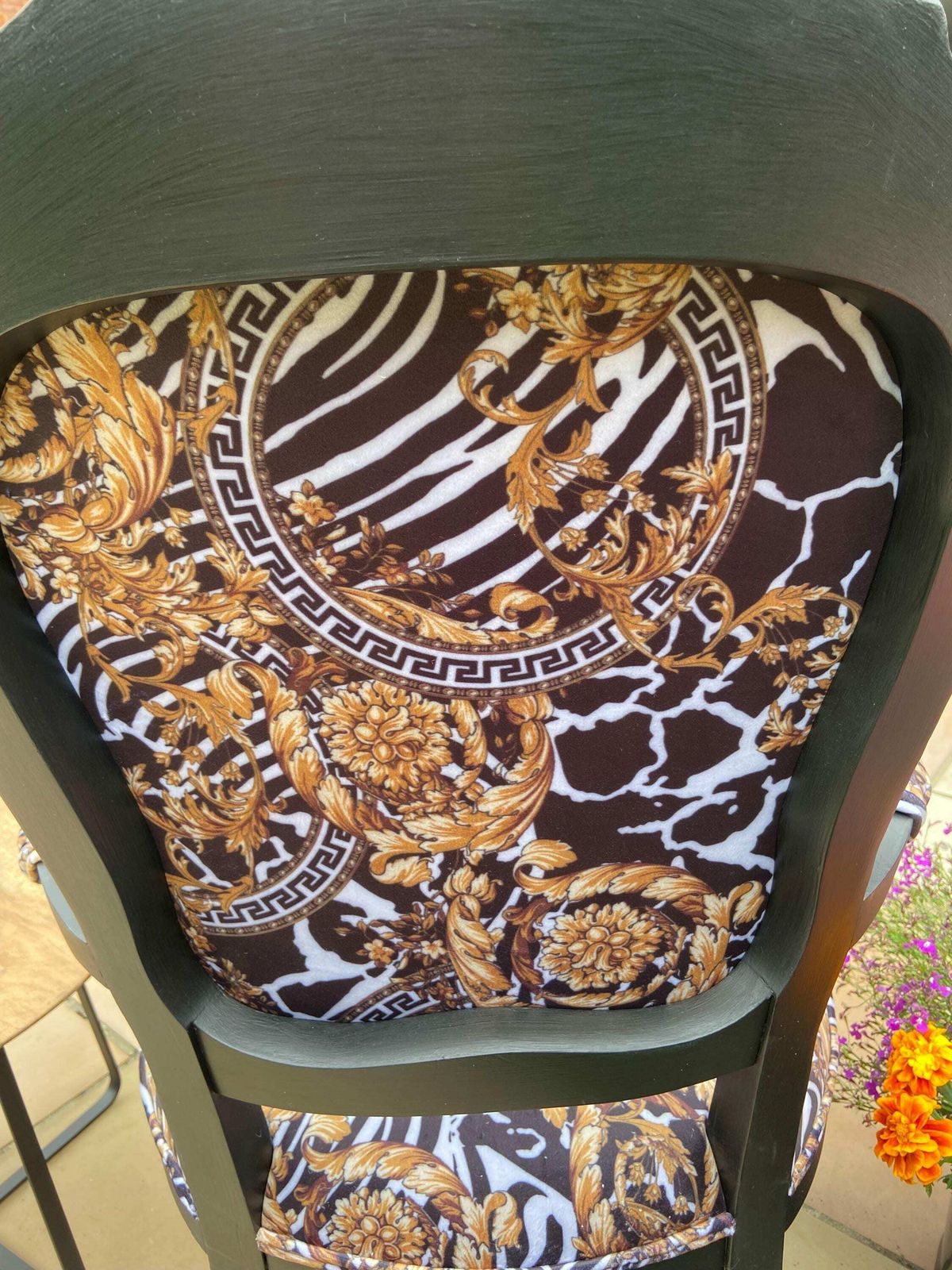 Zebra Velvet Print Vintage Chair, Rococo Style Bespoke Accent Arm Chair, Quirky Eclectic Print Chair photo buy