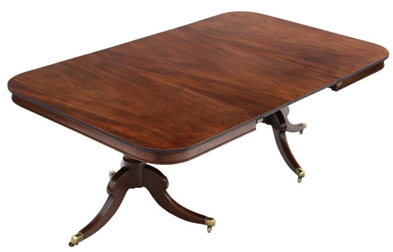 Antique Large  Fine Quality Mahogany Extending Twin Pedestal Dining Table Early 19th Century