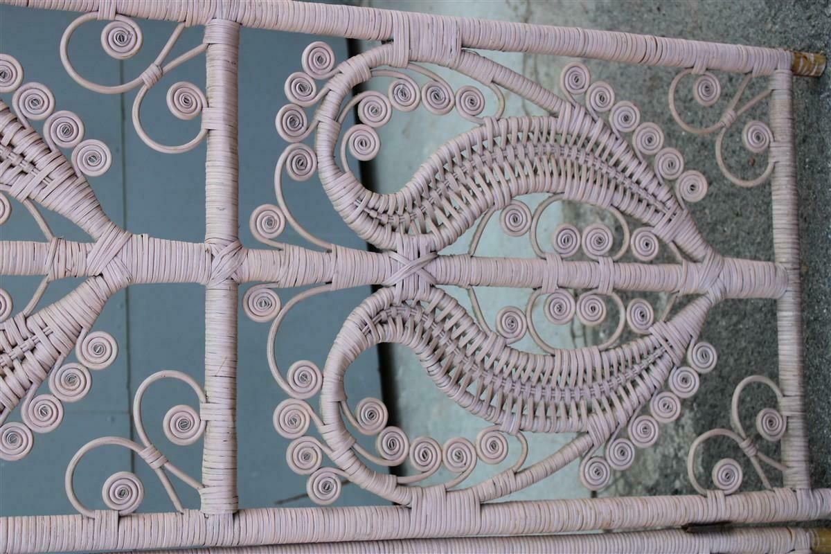 photo furniture Separè Screen In Hand Woven Bamboo Italian 1960 Pink