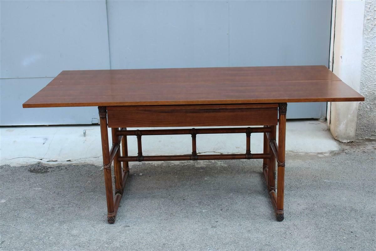 Console Table Convertible In Walnut Wood And Leather Mcguire 1970 photo vinterior